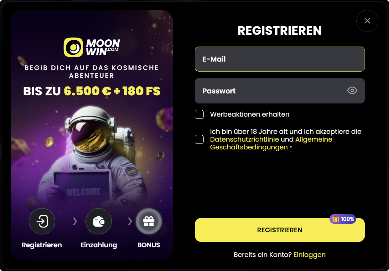 Moonwin Registrierung